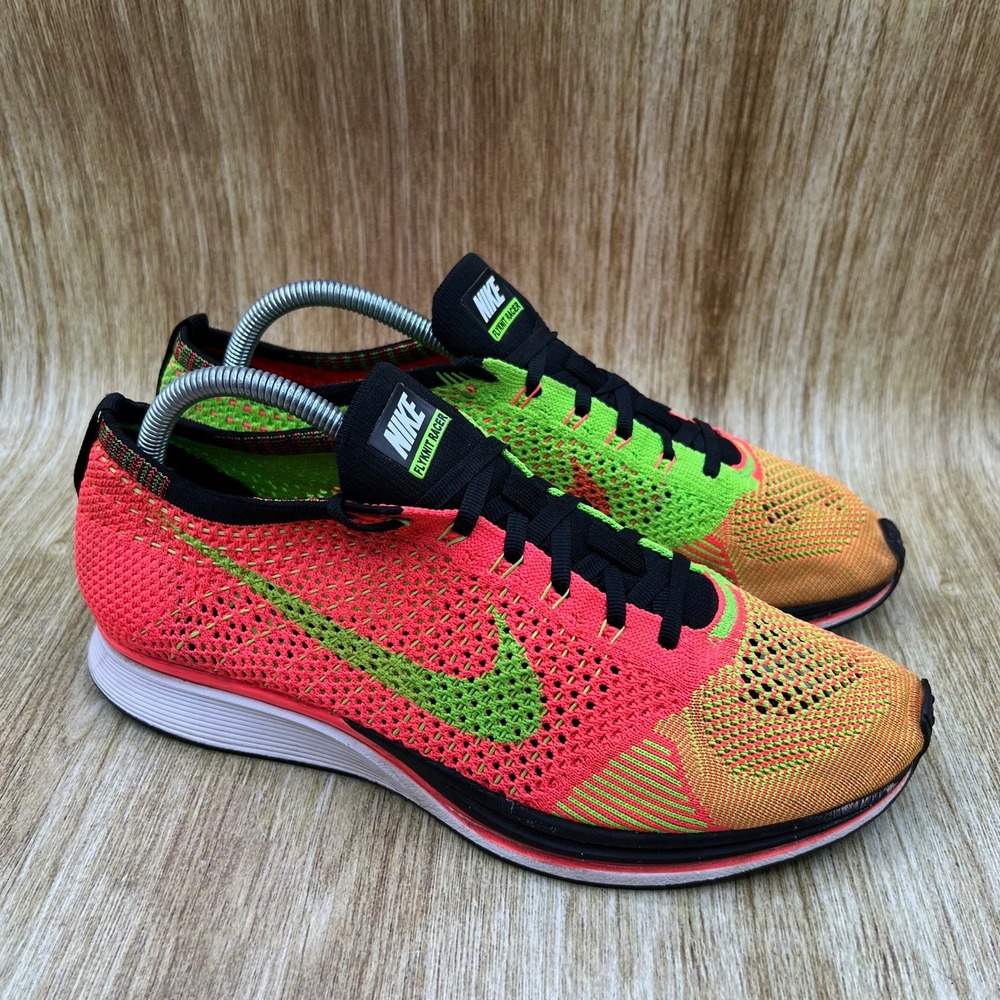 Nike Flyknit Racer Men's Size 10 Hyper Punch Running Shoes Sneakers 526628-603